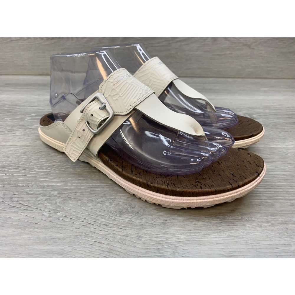 Merrell Women's White Leather Cork M Select Thong Sandals 9 Comfort Trail Shoes